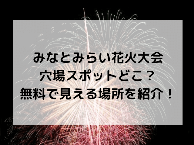 みなとみらい花火大会穴場スポットどこ?無料で見える場所を紹介!